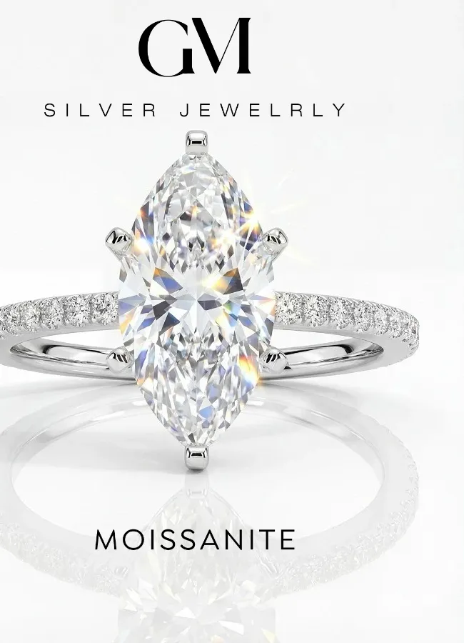 Authentic 2CT Real Moissanite Diamond Marquise Luxury Ring for Women 925 Sterling Silver Anniversary Party High Quality Fine Jewelry