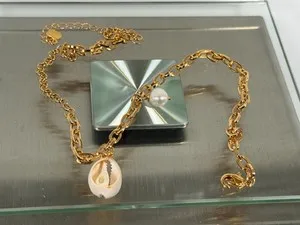 Authentic Mayamar (Gold Plated) Goldtone Chain Necklace 15" + 3" Ext Cowrie Shell Pendant