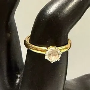 Authentic Enchanted Adjustable Gold‑Plated Clear‑Stone Ring – Size 6