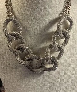Authentic Loft Signed Giuliana Rancic Goldtone/Gold Plated Statement Necklace.Clear Stones