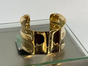 Authentic Mayamar (24k Gold Plated) Hammered Finish Adjustable Cuff Bracelet Goldtone