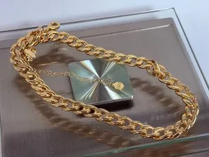 Authentic Mayamar (24K Gold Plated) 10mm Cuban Link 15" choker 2.75" Ext Necklace Goldtone