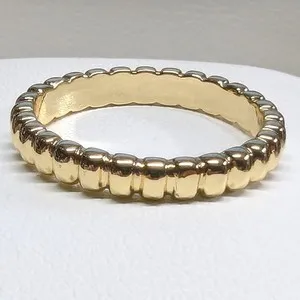 Authentic 14k GP Gold Plated Ribbed Textured Band Ring Women Sz 8.5 GoldTone Stackable