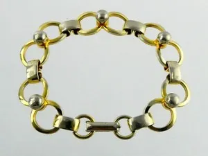 Authentic Vintage Gold Plated Metal Link Bracelet Unbranded Goldtone Design 6 7/8 Inches