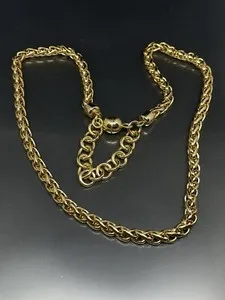 Authentic 18k Gold Plated BZ Italy Signed 18.5-22.5” GoldTone Magnetic Closure Necklace