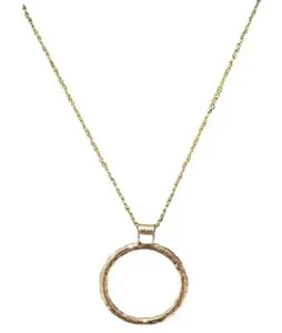 Authentic Goldtone Hoop Pendant w/ 18 inch Gold plated chain Handmade