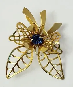 Authentic Blossoming Serenity: Majestic Goldtone Floral Brooch