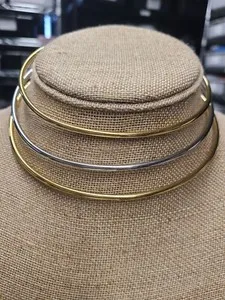 Authentic Nali Goldtone Rigid Necklace 18K Gold Plated