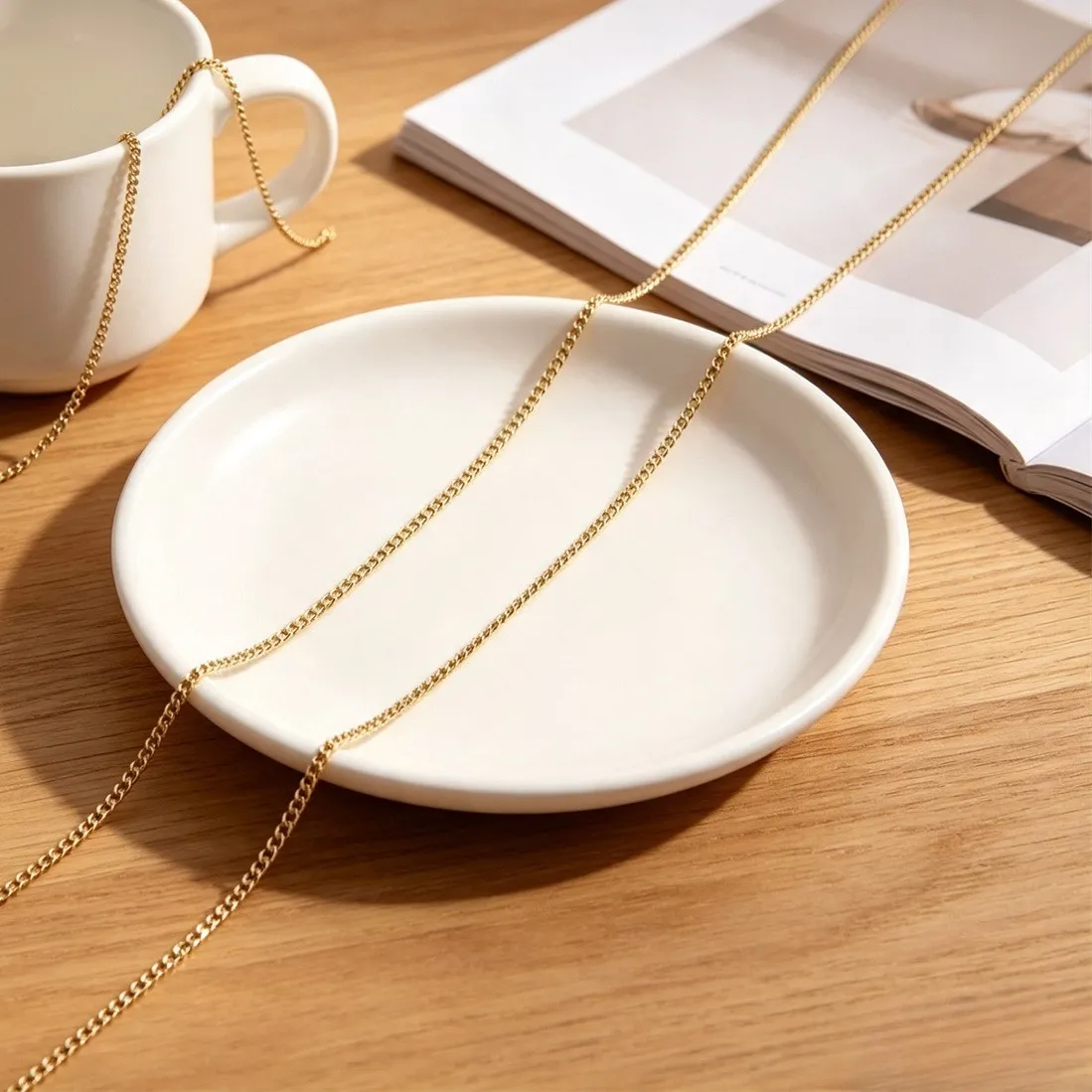 Authentic Gold Tone Side Chain Wheat Cross Link Chain DIY Ear Thread Tassel Bracelet Necklace Bulk Findings