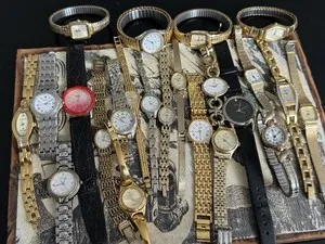 Authentic Job Lot of Ladies Gold Plated Other Mechanical Wristwatches Rotary Etc Lot of 23