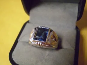 Authentic The Celestial Blue Topaz Ring in 18K White Gold Plate