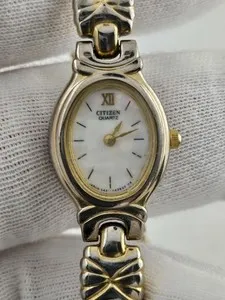 Authentic Ladies Citizen Gold Plated Vtg 5421-F42635 Quartz Watch Battery Runs Petite