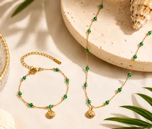 Authentic Talisman of the Siren Depths Gold-Plated Shell and Verdant Bead Adornment