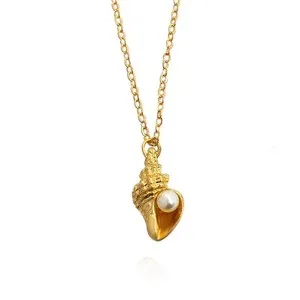 Authentic Gold Seashell Pendant Necklace 14K Gold Plated Conch Neckalce Shell Necklace ...