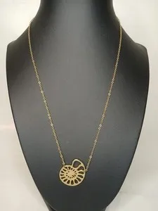 Authentic Vintage Gold Plated Nautilus Open Work Seashell Pendant Necklace 4.2 Grams