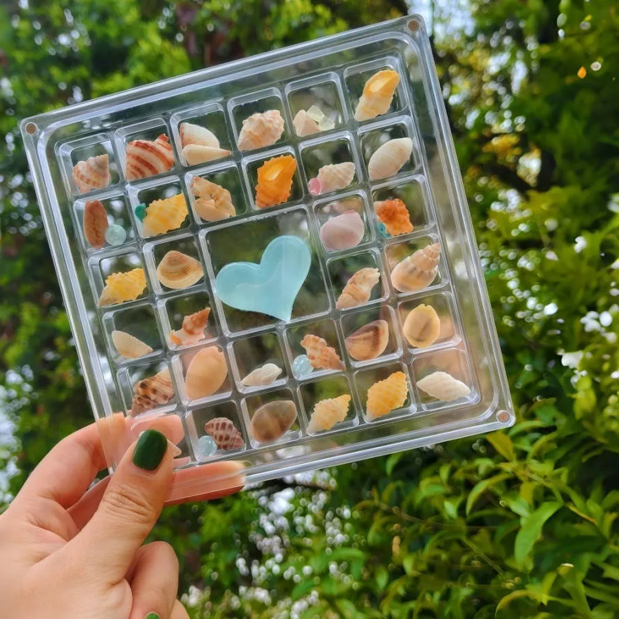 Authentic The Sanctuary of Tides: 33-Grid Acrylic Reliquary for Sacred Offerings