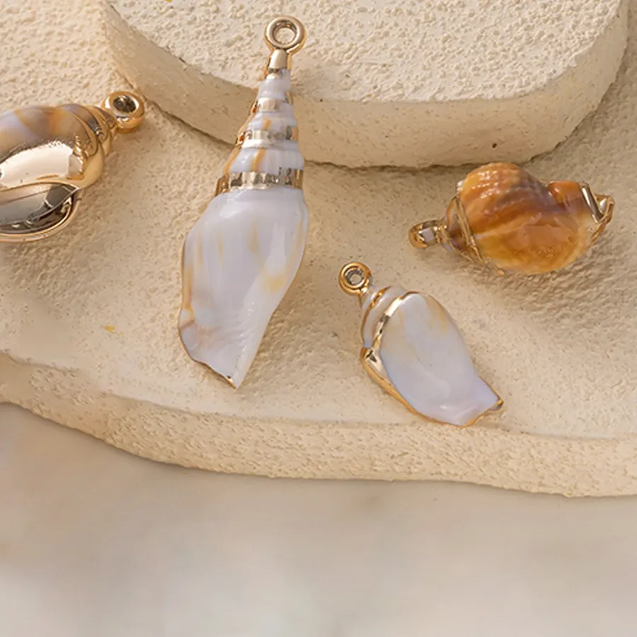 Authentic 2pcs/Lot Acrylic Shell Pendant Summer Ocean Sea Charms For DIY Necklaces Bracelets Earrings Jewelry Making Supplies Accessories