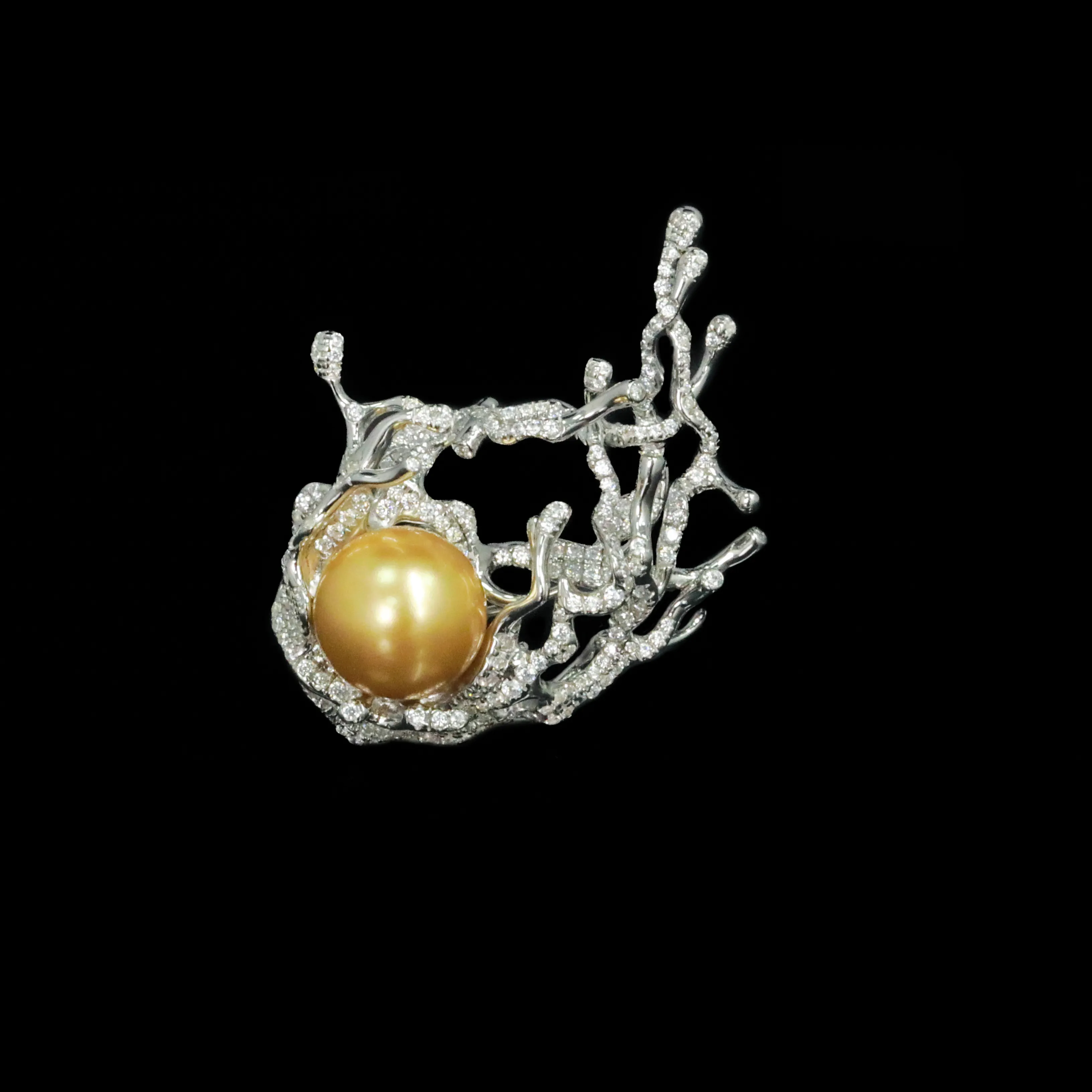 Authentic Celestial Shell Brooch: 14mm Golden South Sea Shell Enchantment