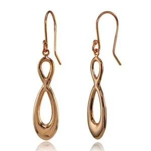 Authentic Infinity Symbol Figure 8 Dangle Earrings in Polished Rose Gold Plated 925 Silver