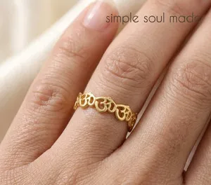 Authentic 14K Gold Plated Om Symbol Ring 925 Sterling Silver Yoga Meditation Band