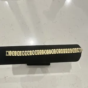 Authentic 14K Yellow Gold Plated Rolex Style Bracelet 8.5 Inches Long $80