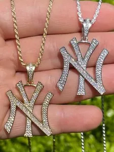 Authentic Hip Hop York Pendant Iced CZ Real 925 Silver & Gold Plated Mens Ladies
