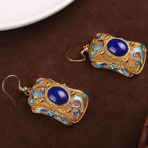 Authentic Gold Plated Filigree Stud Earrings Palace Womens