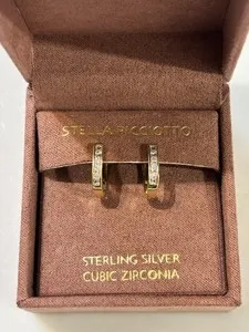 Authentic Celestial Halo Gold-Plated CZ Huggie Hoops