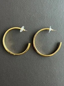Authentic Marc By Marc Jacobs Logo Hoop Earrings, Gold-Plated, Orange Enamel -