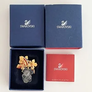 Authentic Celestial Vineyard Abundance Amulet - Crystal-Encrusted Harvest Brooch