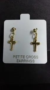 Authentic GOLD PLATED PETITE CROSS PIERCED EARRINGS