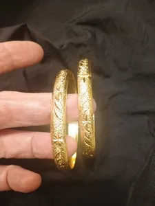 Authentic Gold Plated Hinged Bracelets for Women Set of Two Jewelry