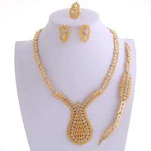 Authentic Gold Plated Tone Metal Necklace Bracelet Earring Set HQX364-GLD