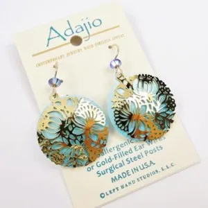 Authentic Celestial Azure Bloom Gold-Plated Filigree Earrings