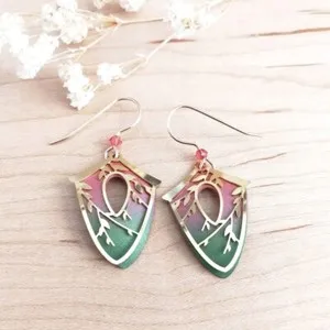 Authentic Verdant Canopy & Coral Songbird Gold-Plated Drop Earrings