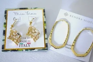 Authentic Kendra Scott Zorte, Mia gold plated shiny hook earrings set of 2 items NWT