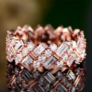 Authentic 14k Rose Gold Plated Shiny Ring Ring For Men 2.16 CT CZ Engagement Band
