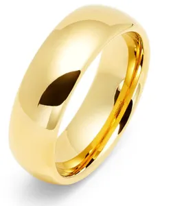 Authentic 7mm Tungsten Carbide Yellow Shiny Gold Plated Wedding Band Ring Men or Woman