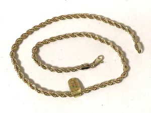 Authentic Shiny Gold Plated Rope Chain Necklace Made in Korea 20" Length