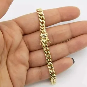 Authentic 8mm Plain Shiny Miami Cuban Royal Link Bracelet Real 10K Yellow Gold Plated