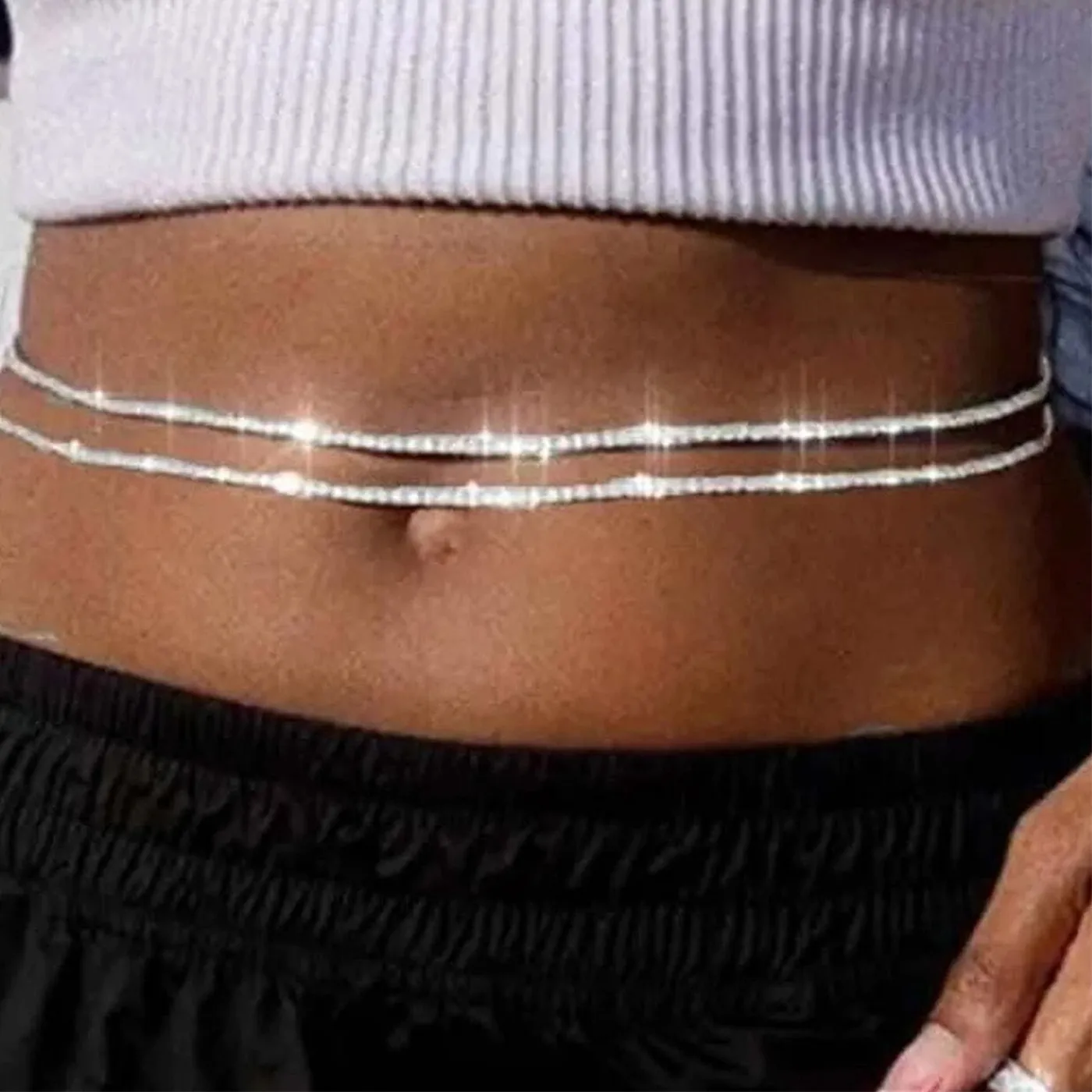 Authentic 1ps Simple Shiny Body Chain Waist Chain Jewelry Women's Nightclub Party Sexy Dance Skirt Wear Matching Accessories