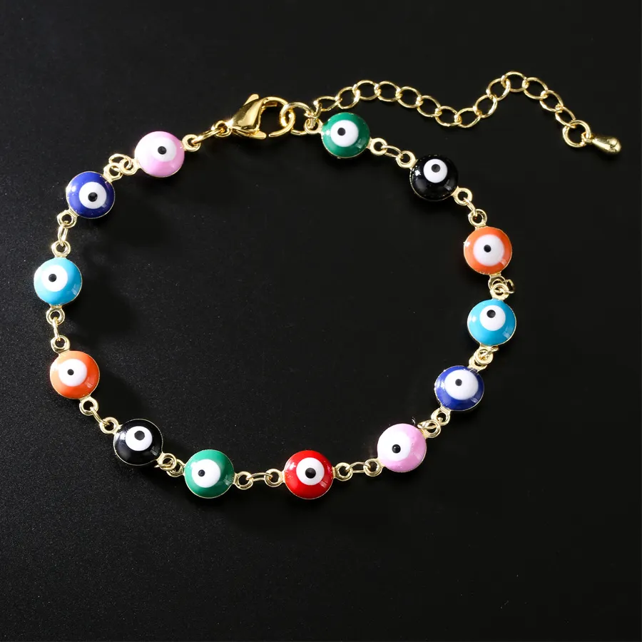 Authentic Arrival Plated Real Gold Drop Oil Devil's Eye Bracelet Nelace for Women Faion Jewelry Accories