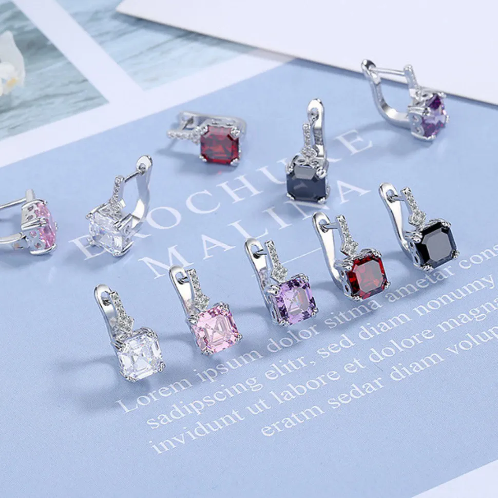 Authentic Zirconium diamond square earrings big main stone trend zircon earrings earrings jewelry manufacturers