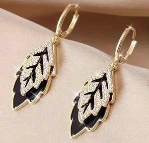 Authentic 14K W Gold Plated Leaf Earrings S Ear N Earrings # 0060 Box Included.