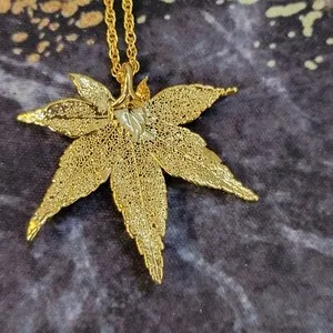 Authentic Harvesting Serenity: 24K Gold Plated Japanese Maple Leaf Necklace
