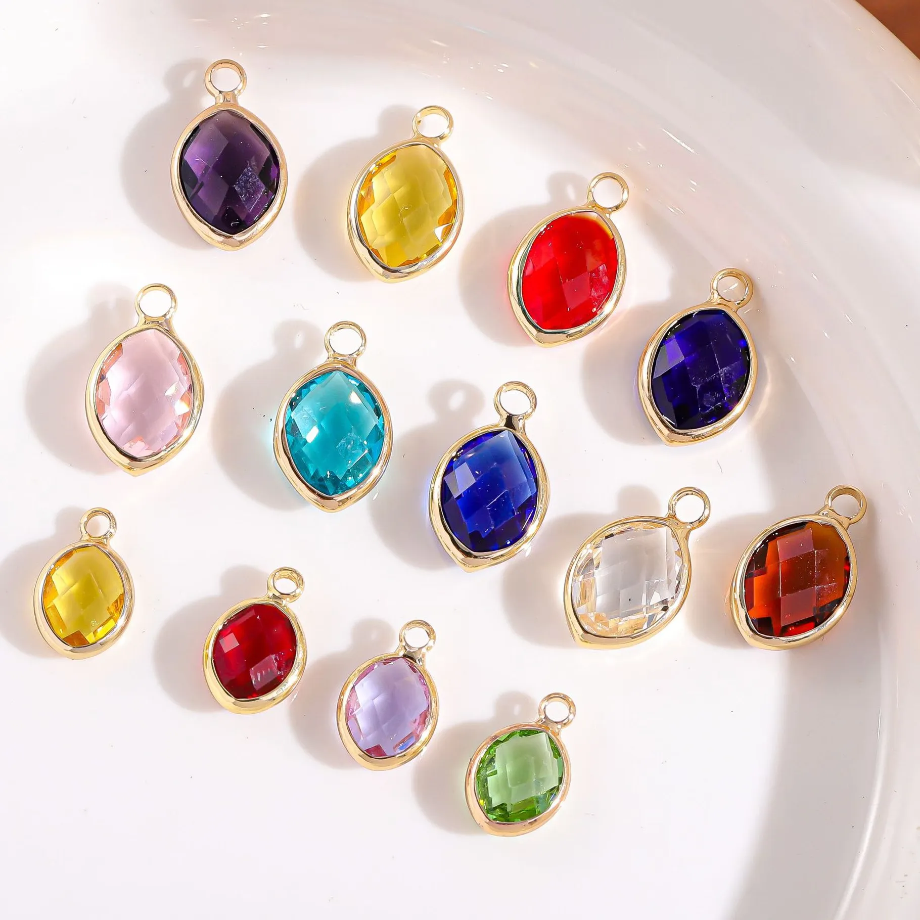Authentic 50pcs/ Bag DIY Edge Colored Crystal Leaf Pendant Bracelet Earring Pendant Necklace Women's Accessories