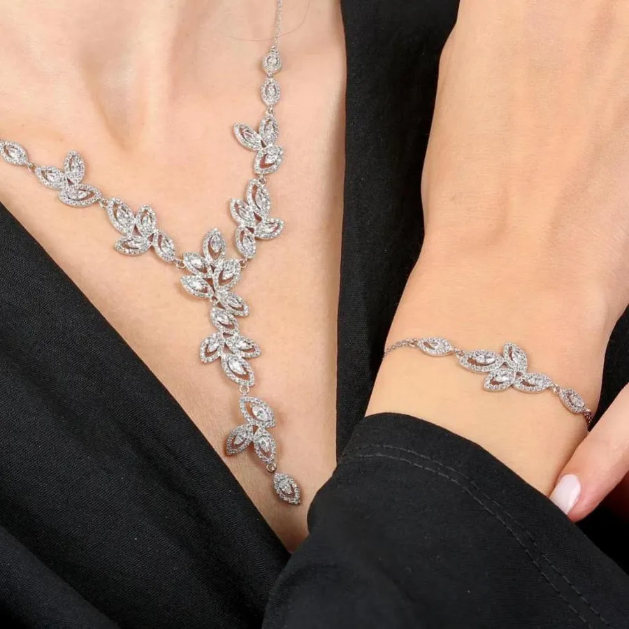 Authentic The Verdant Canopy Bridal Set: Forest-Inspired Zirconia Talisman