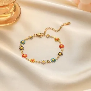 Authentic Celestial Daisy Enchantment - 18K Gold Plated Enamel Bracelet of Love and Protection