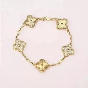 Authentic Flower Women's Bracelet 0.50 Ct Round Lab Created Diamond 14K Yellow Gold Plated
