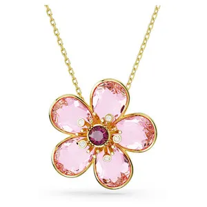 Authentic Swarovski Idyllia Pendant Flower, Small Size, Pink, Gold Plated